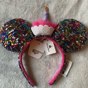Disney Birthday Minnie Ears. Never worn with tags.